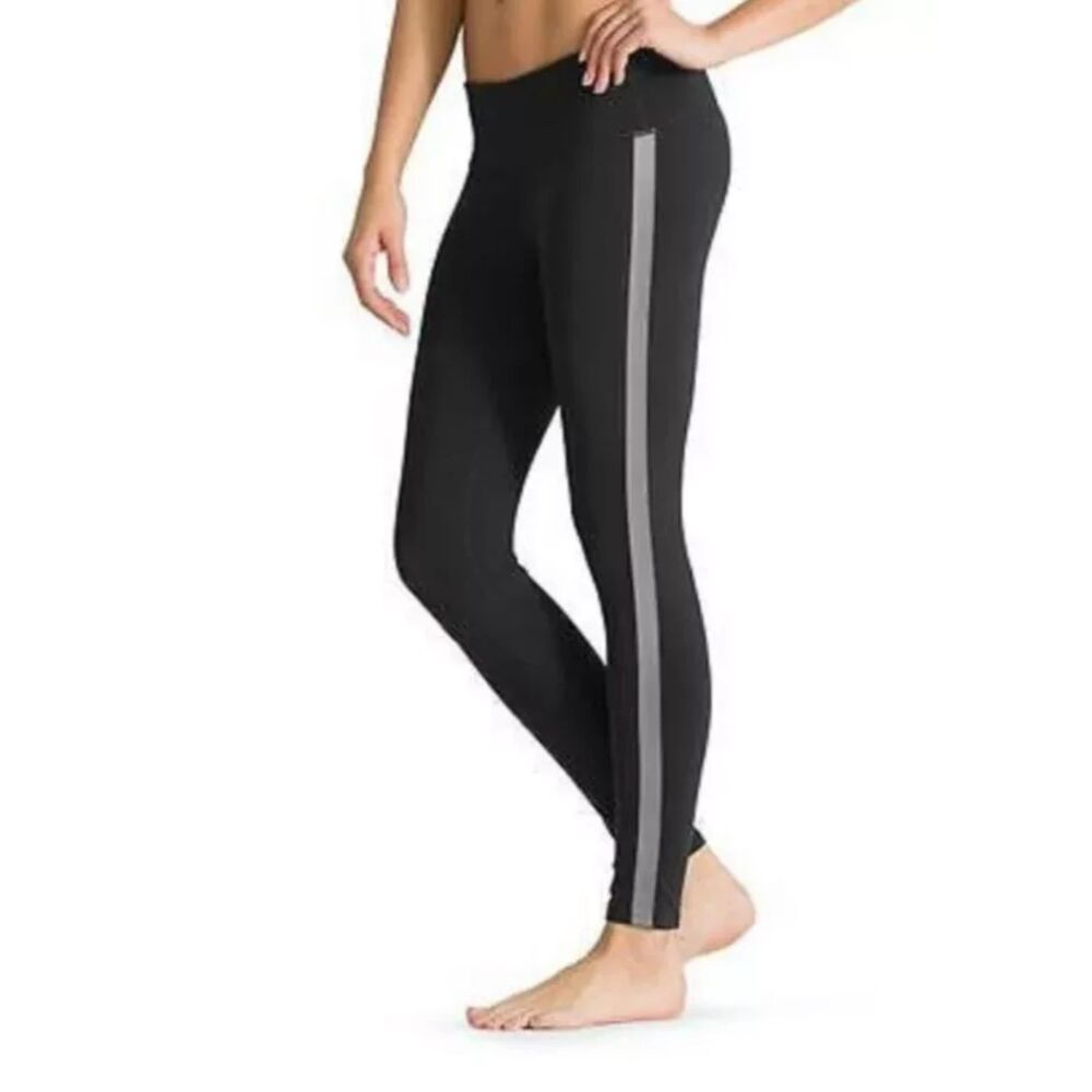 ATHLETA Small Black City Limits Chaturanga Side Stripe Yoga Run Leggings